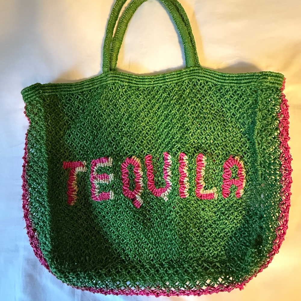 The Jacksons London Green and Pink Tequila Tote Bag